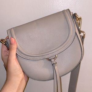 Grey Faux Leather Crossbody Purse